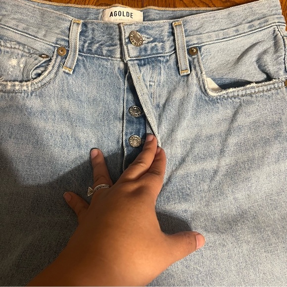 AGOLDE Jaime Button Fly Distressed Classic High Rise Straight Ankle Jeans Sz 27 - Picture 4 of 15